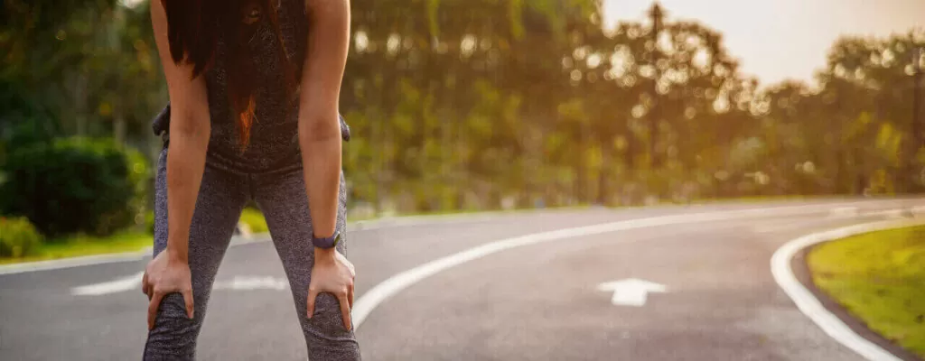 A lady with knee and leg pain